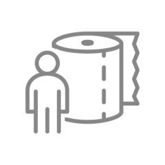 Paper towels and human line icon. Paper roll, napkins, wipes for intimate hygiene symbol