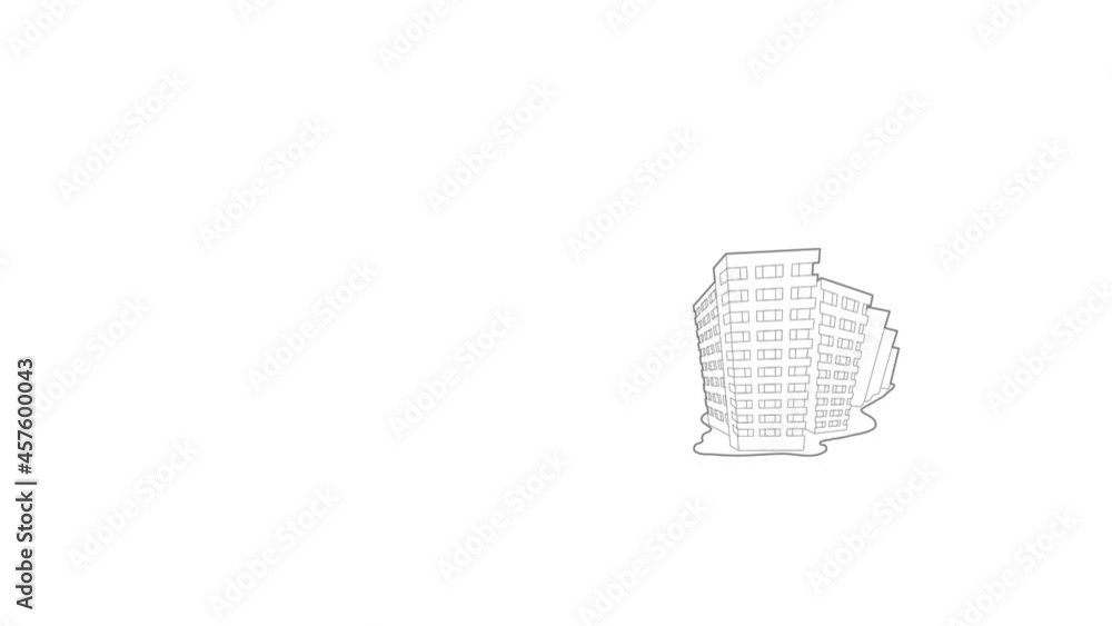 Poster building icon animation best outline object on white background