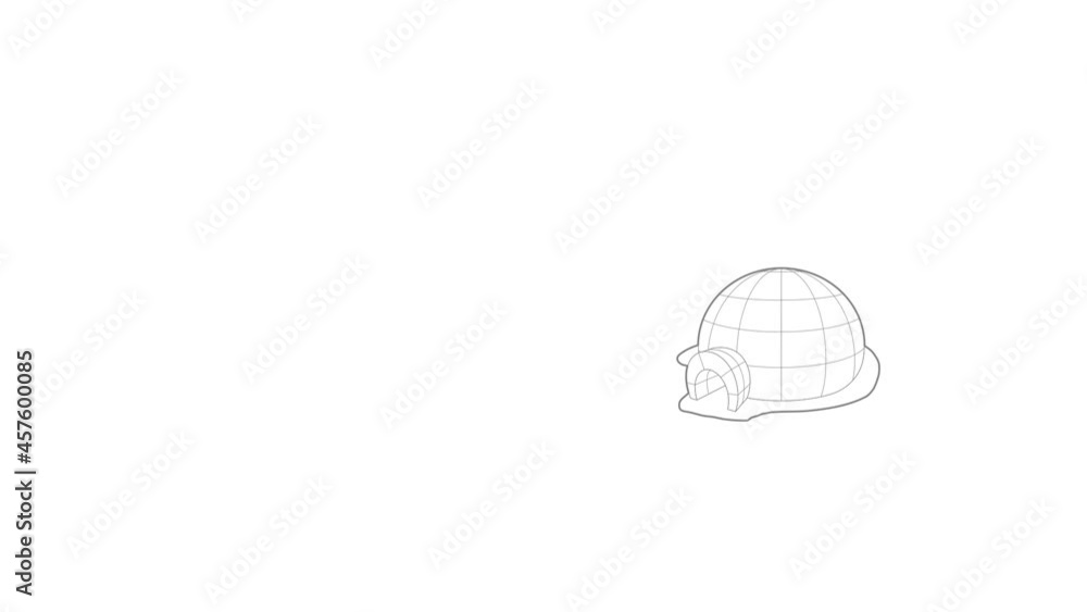 Poster igloo icon animation best outline object on white background