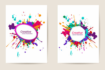 Colorful creative blots, abstract
design background vector illustration postcard.