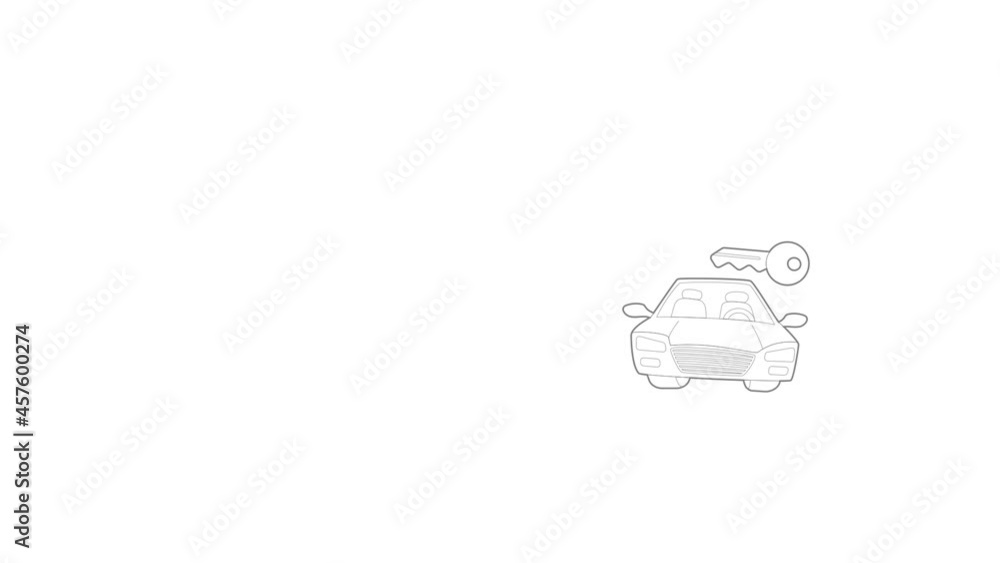 Poster car and key icon animation best outline object on white background