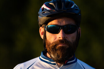 close up portrait of cyclist man