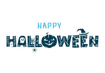 Happy Halloween Text Banner, Vector