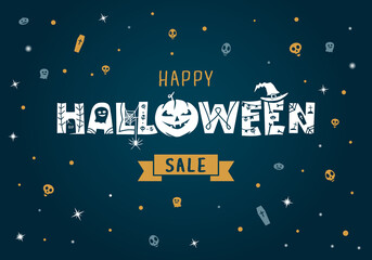 Happy Halloween Text Banner, Vector