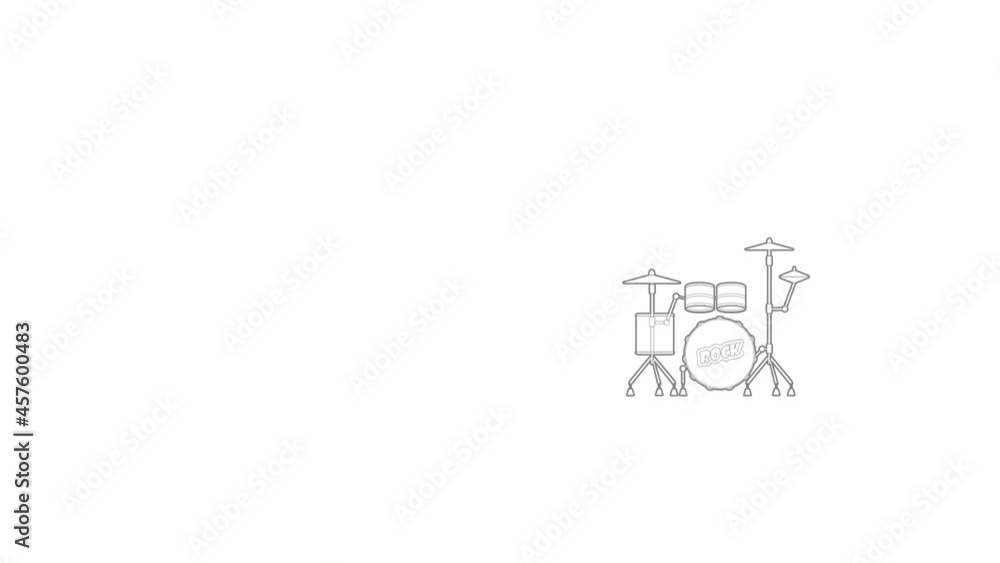 Wall mural drum icon animation best outline object on white background