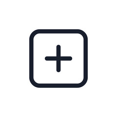 Add new content black line icon. Popular media element. Plus, follow symbol