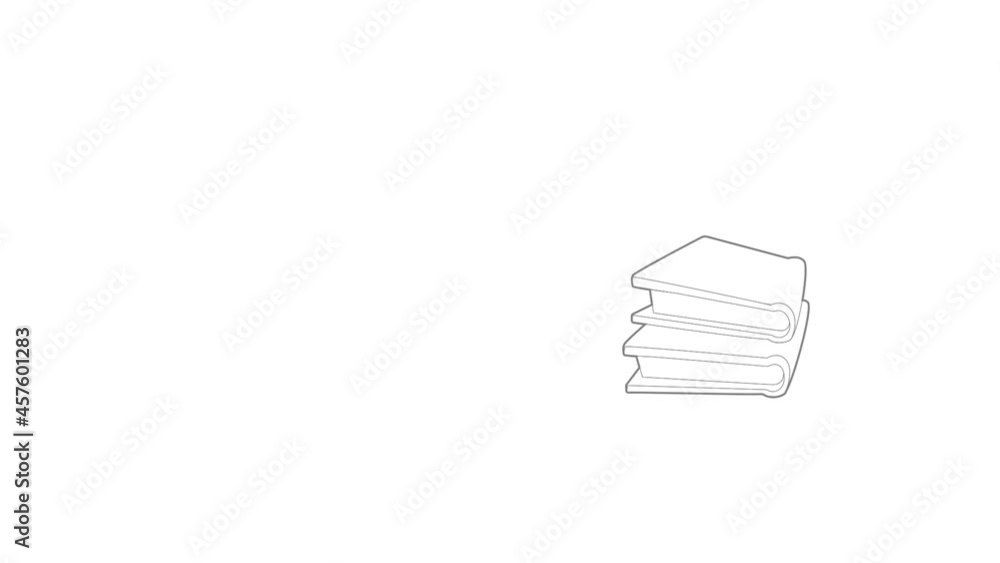 Poster two books icon animation best outline object on white background