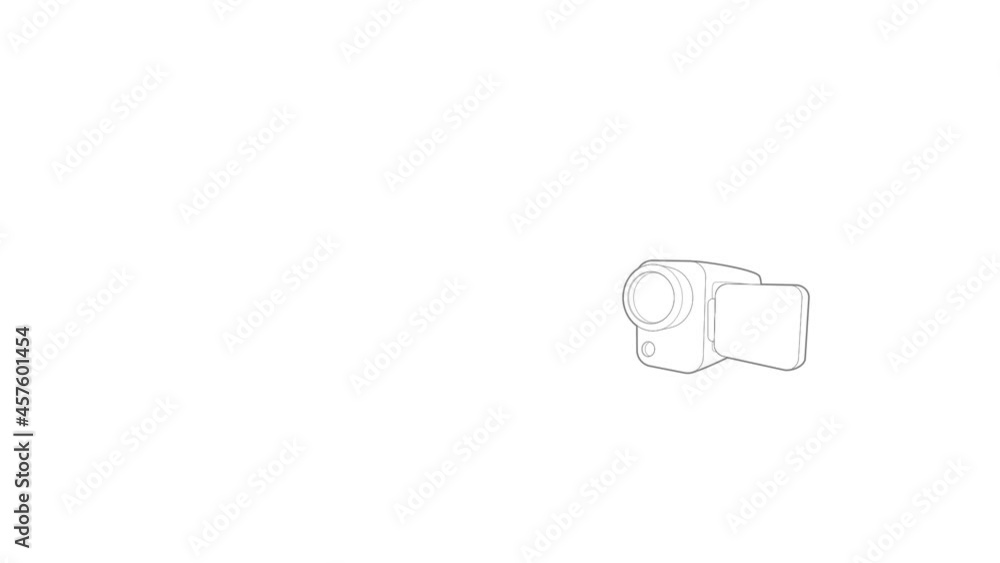 Poster camcorder icon animation best outline object on white background