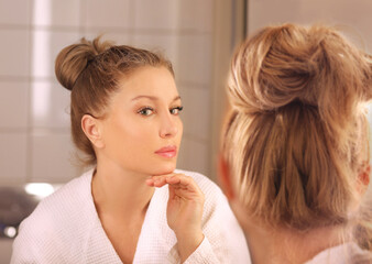 Magic anti-aging cream.Applying the cream.