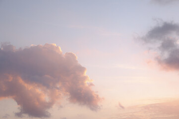 Beautiful colored cloudy evening sky. Sky with clouds at sunset. Abstract sky background.