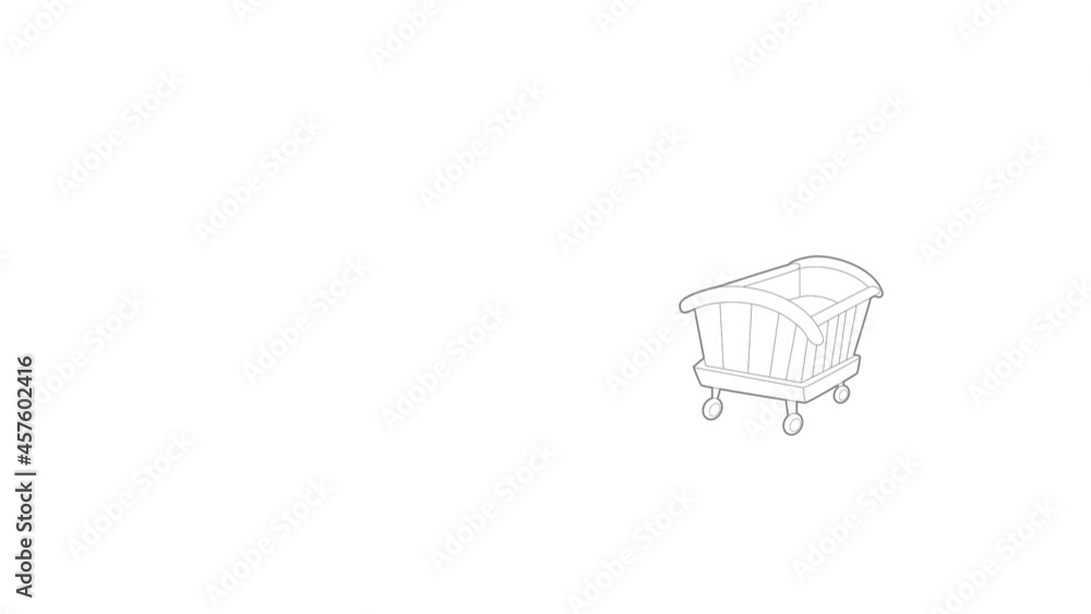 Poster cradle icon animation best outline object on white background