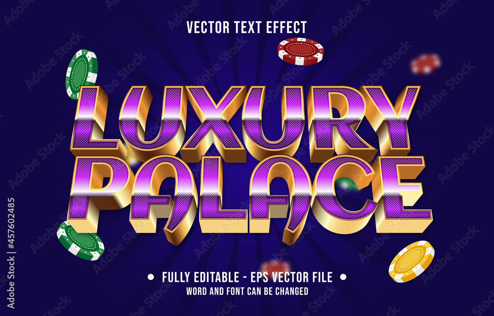 Wall mural editable text effect gradient color casino poker game style font effect template