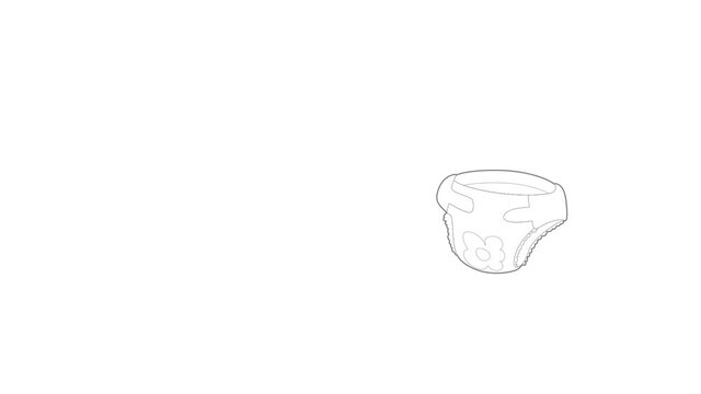 Baby diaper icon animation best outline object on white background