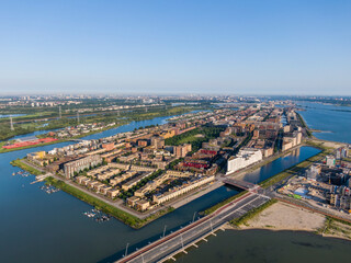 Fototapeta premium Aerial view of IJburg residential district in Amsterdam