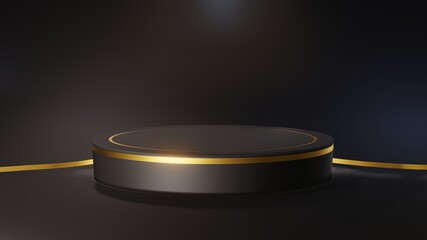 Black and gold podium for luxury product display