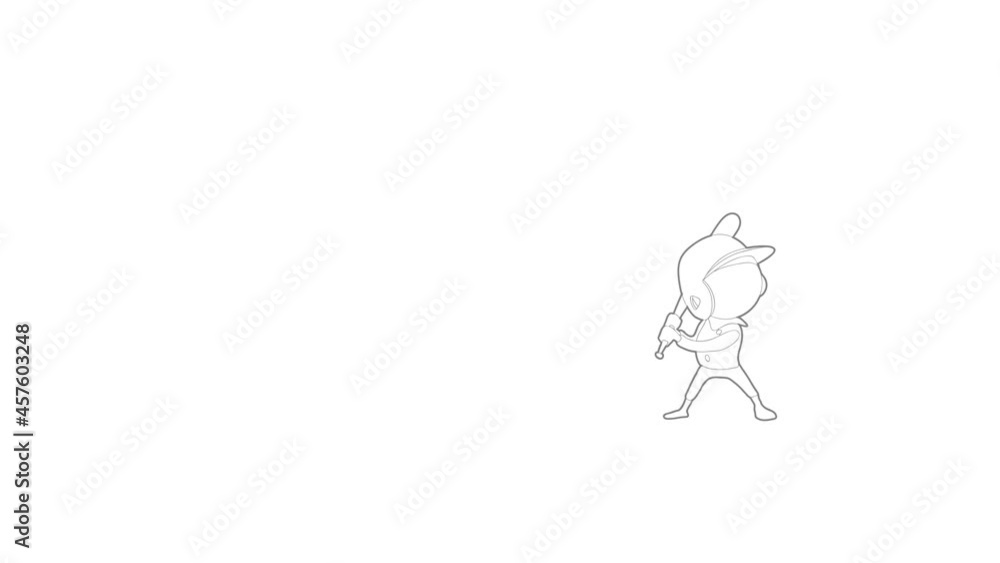Poster waving player icon animation best outline object on white background