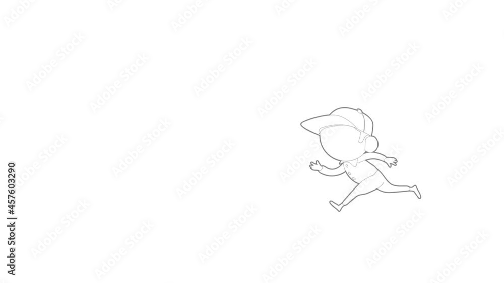 Poster running player icon animation best outline object on white background