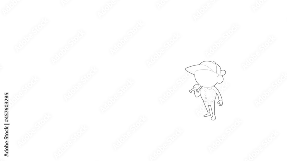 Poster standing player icon animation best outline object on white background