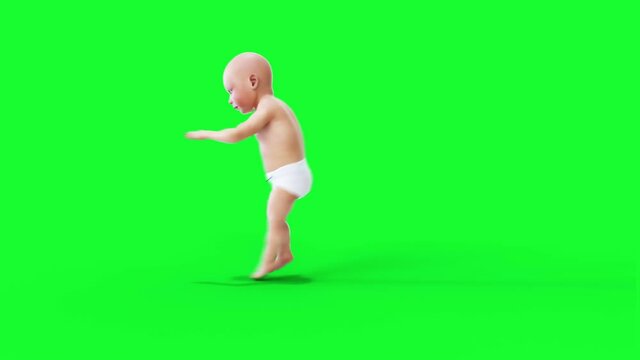 Funny Dancing Baby. Green Screen 4k Animation.