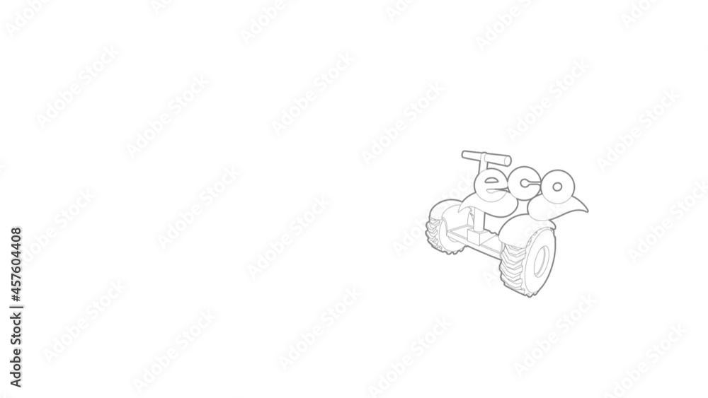 Poster segway icon animation best outline object on white background