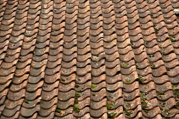 Background of antique tiles. Ancient European cities. High quality photo