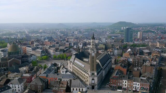 Panoramic view over the Old town of Charleroi, Belgium
