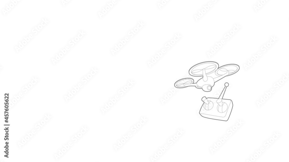 Poster rc helicopter icon animation best outline object on white background