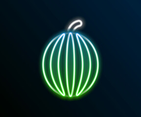 Glowing neon line Watermelon icon isolated on black background. Colorful outline concept. Vector