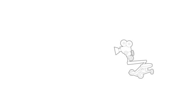 Camera up icon animation best outline object on white background