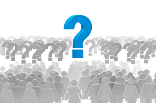 Concepto de problemas y soluci&oacute;n. Encuestas y preguntas de la gente. Signos de interrogaci&oacute;n aislado en blanco.
