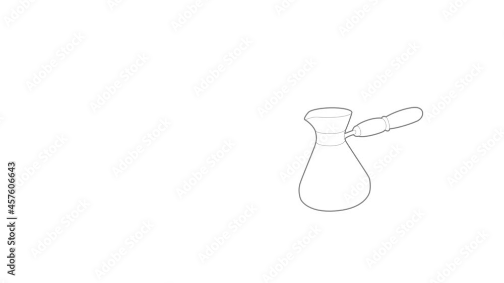 Poster cezve icon animation best outline object on white background