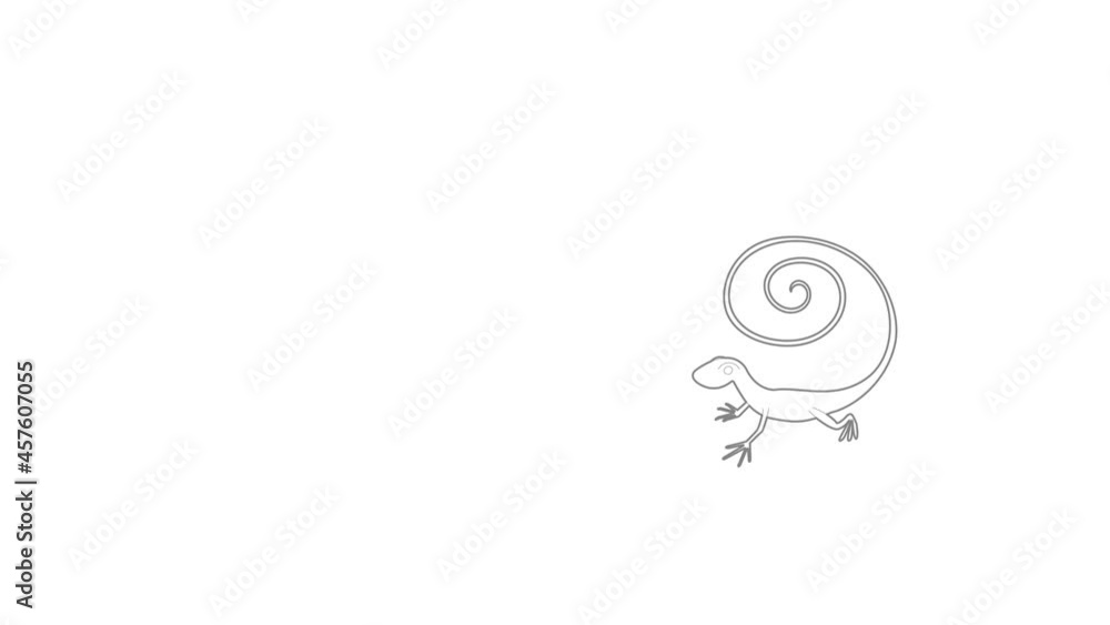 Aufkleber fast lizard icon animation best outline object on white background