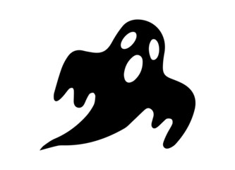 Scary ghost silhouette black isolated icon. Spooky symbol for halloween holiday. Vector eps sign on white background