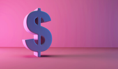 Dollar Symbol on pink studio background