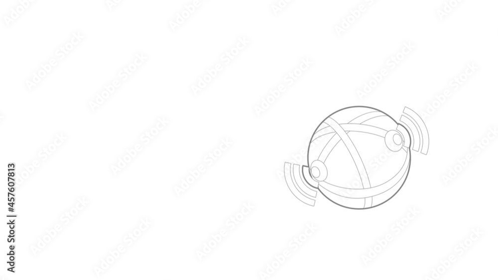 Poster globe database icon animation best outline object on white background