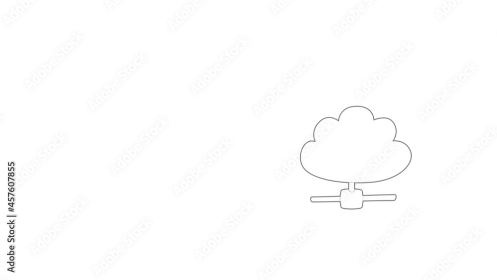 Poster cloud database icon animation best outline object on white background