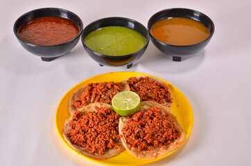 Chorizo Tacos, Mexican Food With a White Background