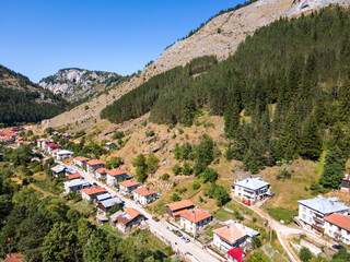 Fototapeta na wymiar Aerial view of village of Trigrad, Bulgaria