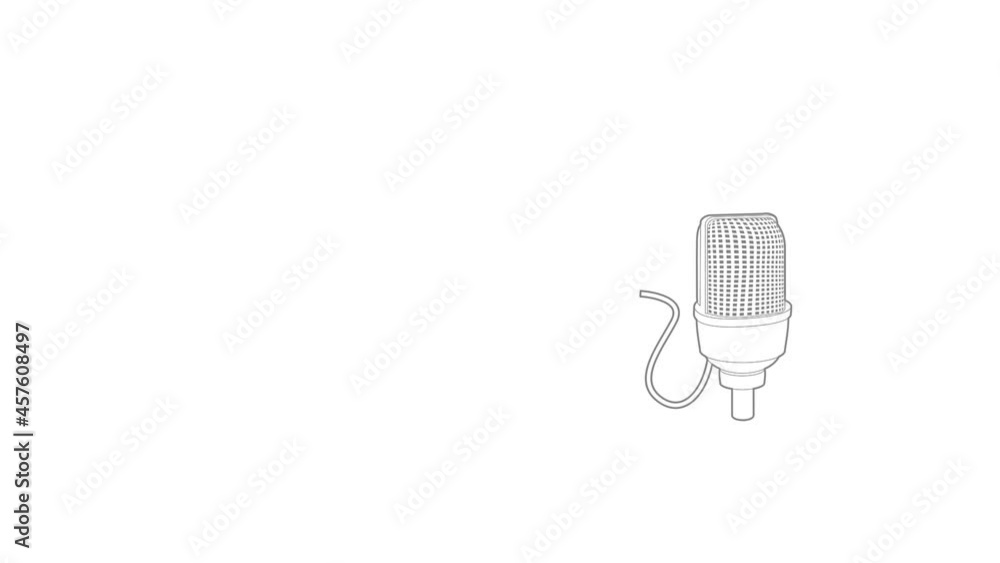 Poster retro microphone icon animation best outline object on white background