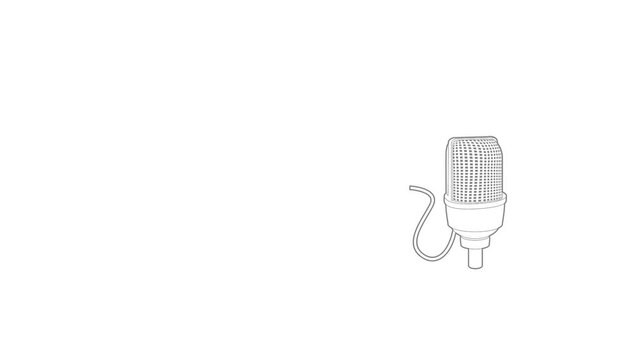 Retro microphone icon animation best outline object on white background
