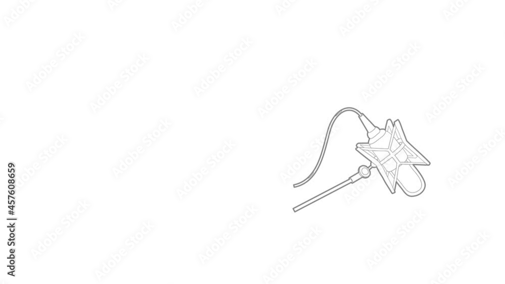Aufkleber studio retro microphone icon animation best outline object on white background