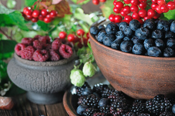 Still life of ripe summer berries