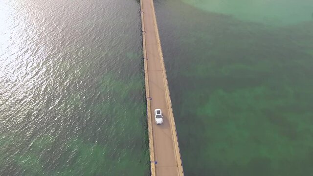 AERIAL: Incredible car on a beautiful bridge