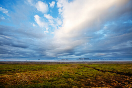 Gloomy view of the endless expanses of a typical Icelandic landscape.