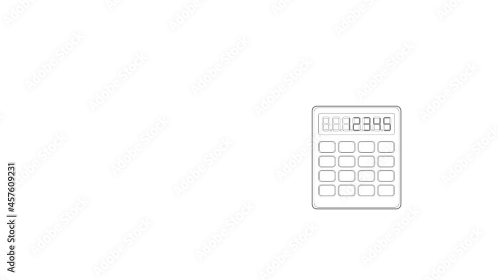 Poster calculator icon animation best outline object on white background