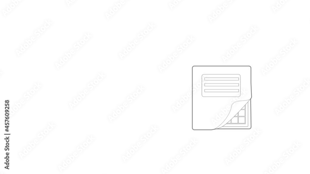 Poster folder with table excel icon animation best outline object on white background