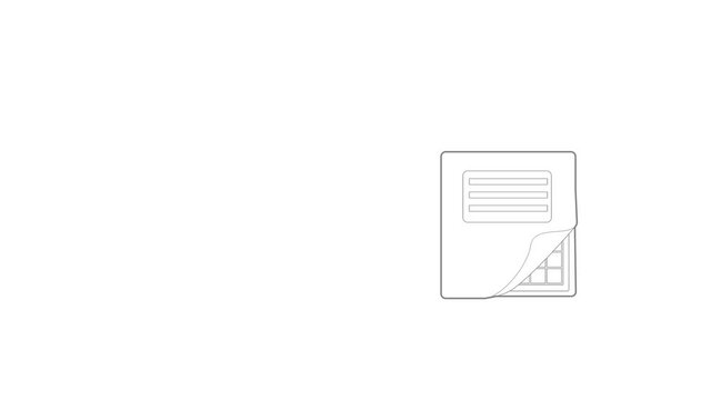 Folder with table excel icon animation best outline object on white background