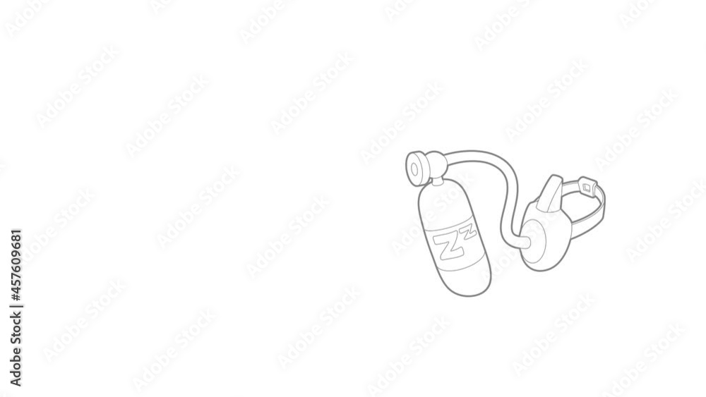 Poster oxygen mask icon animation best outline object on white background