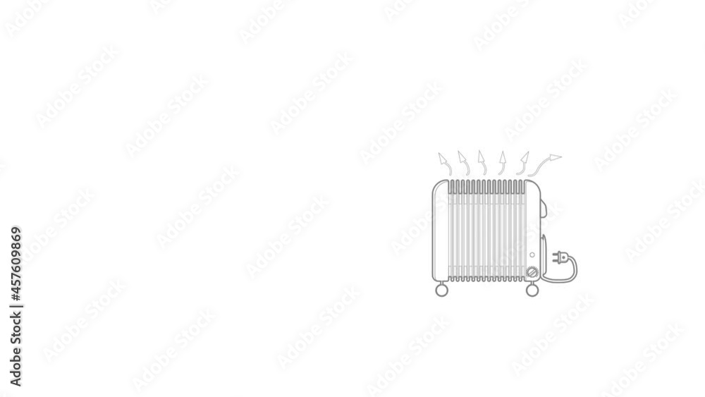 Poster heater icon animation best outline object on white background