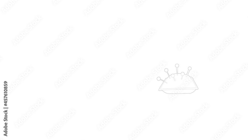 Poster cushion with pins icon animation best outline object on white background